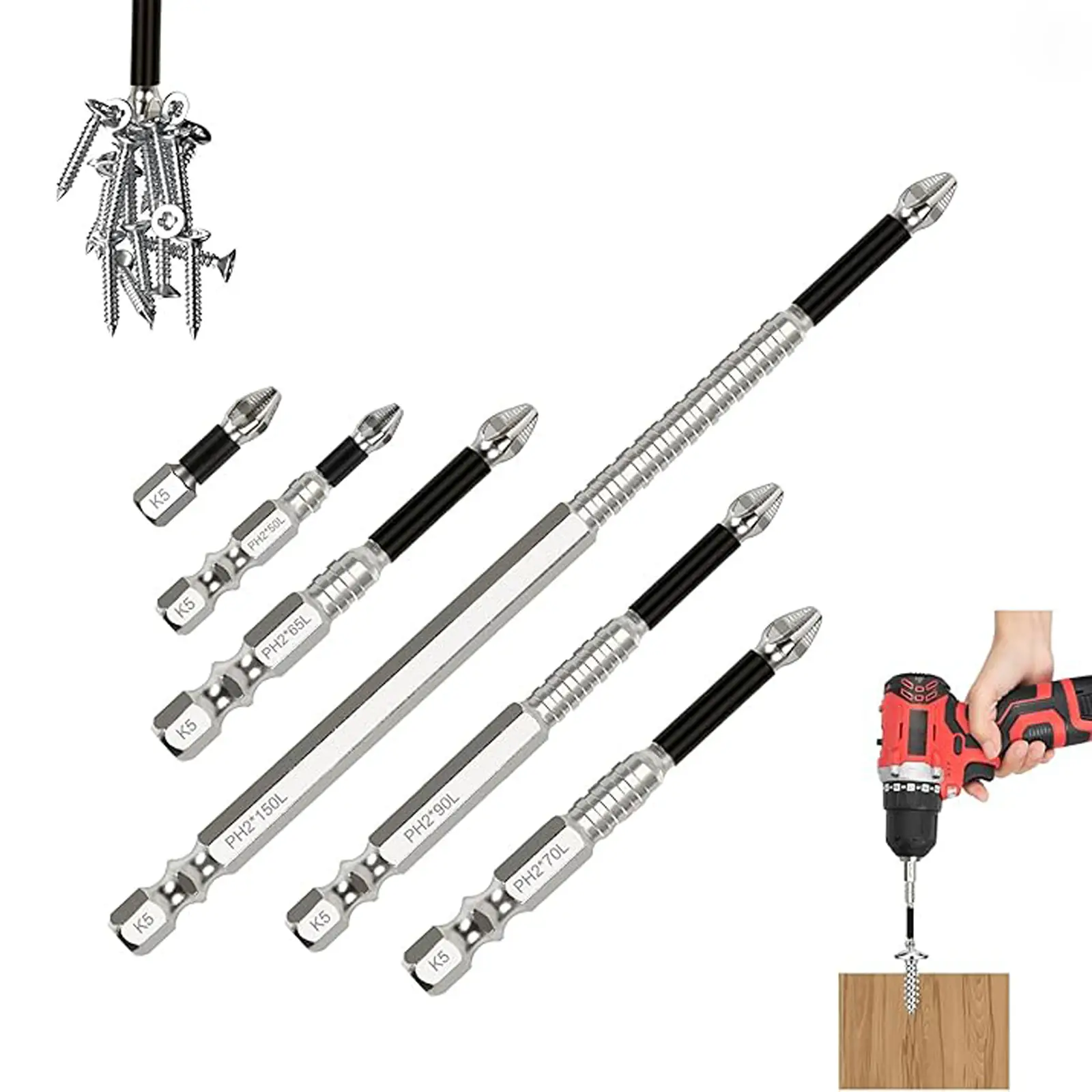 High Magnetic Screwdriver Drill Bit Set,Universal Anti Slip Magnetic Electric Screwdriver Set,lmpact Driver Bit Set