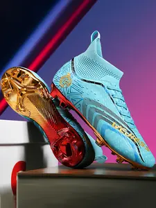 Men's High-Top Football Shoes with Long Nails Ag, Electroplated Sole, Comfortable Competition Sports Shoes, Outdoor Training Sneakers, Football Cleats