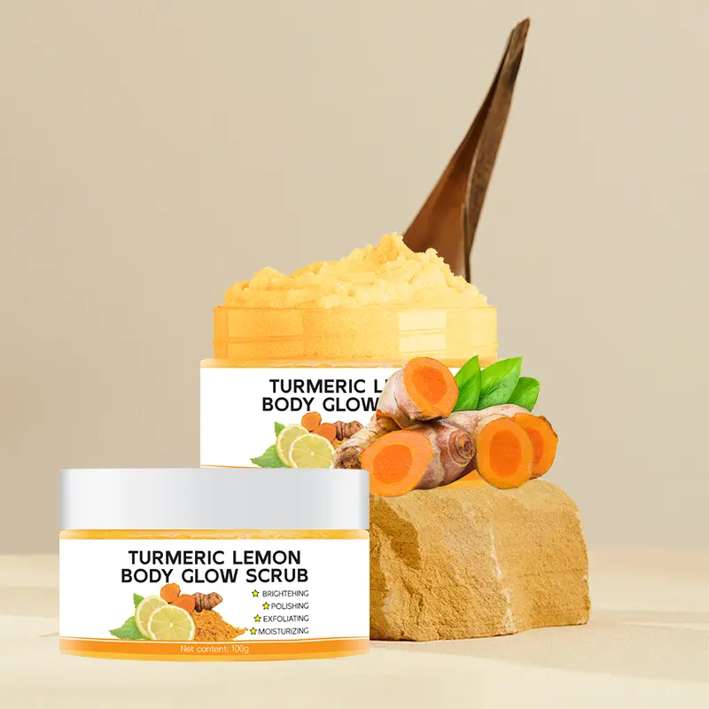 Turmeric Lemon Body Scrub for Bath – Gentle Formula for Body, Feet & Hands, Cleanses and Moisturizes Skin, Suitable for Men and Women, Turmeric Body Scrub for Full Body