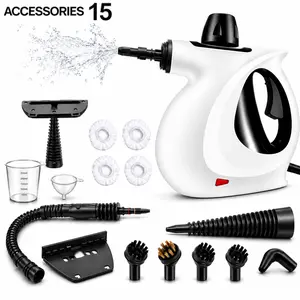 1050-Watt High-Pressure Steam Cleaner, Handheld Portable Steam Cleaning Device, Equipped with 15 Accessories and Safety Lock, Continuous Steam Output, Multi-Purpose Deep Cleaning for Kitchens, Bathrooms, Gaps and Vehicles