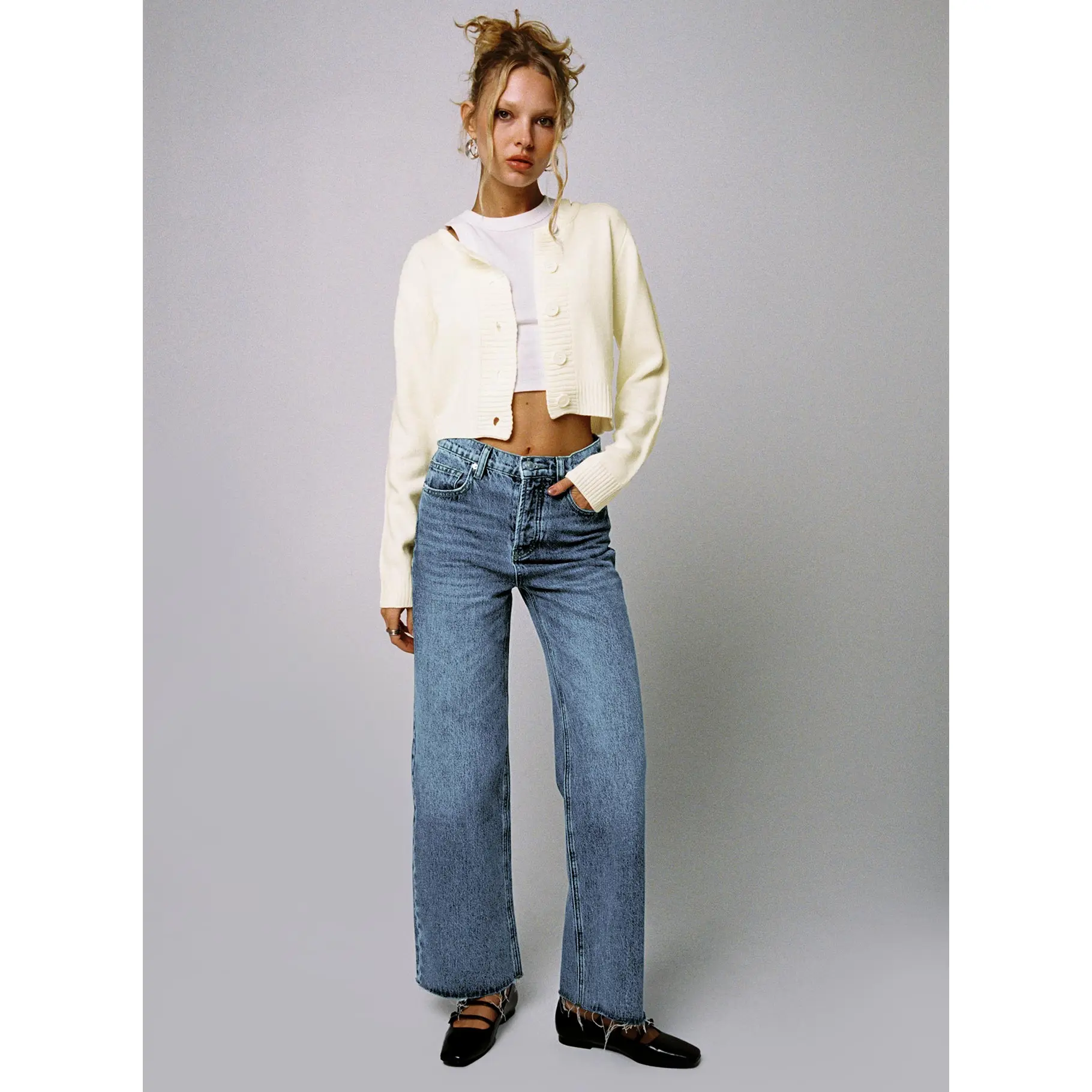 Fawcett High Rise Straight Leg Jeans Mid Blue Wash