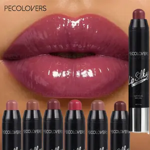 6pcs/ set Nude Pink Jelly Lip Glaze Mirror Water Lipstick Long Lasting Moisturising Red Lipstick Pen Waterproof Non-stick Cup Korean Cosmetics
