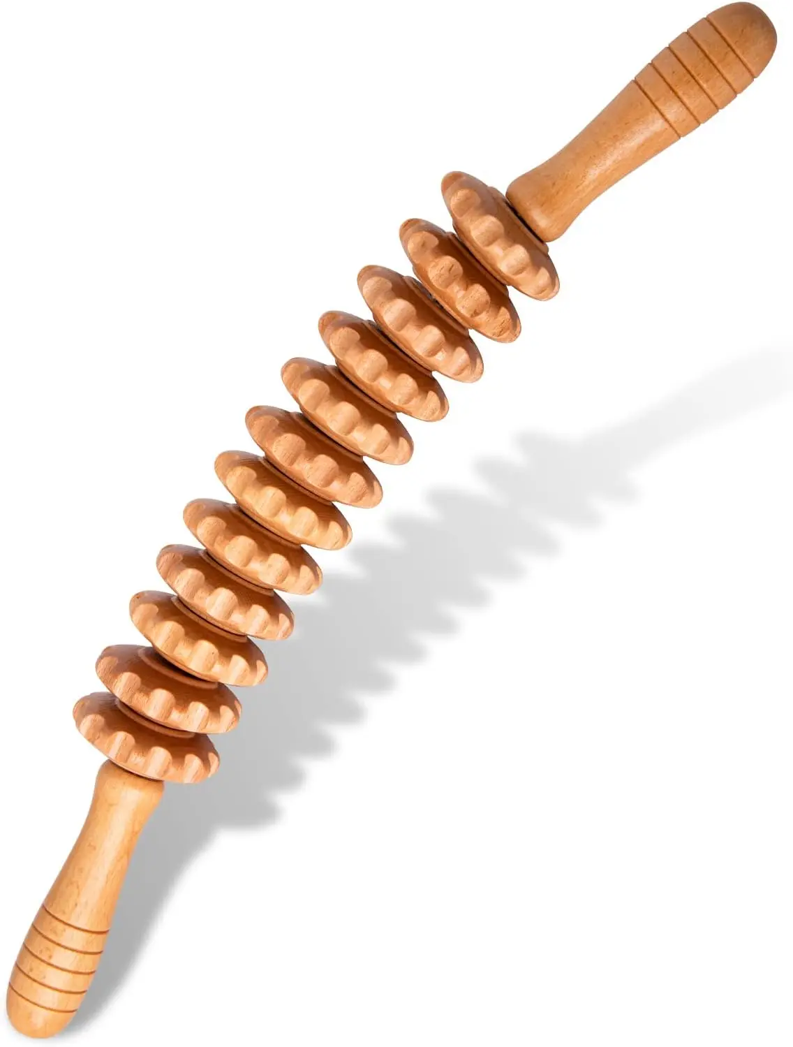 Curved Wood Therapy Massage Roller for Waist, Thigh, and Stomach
