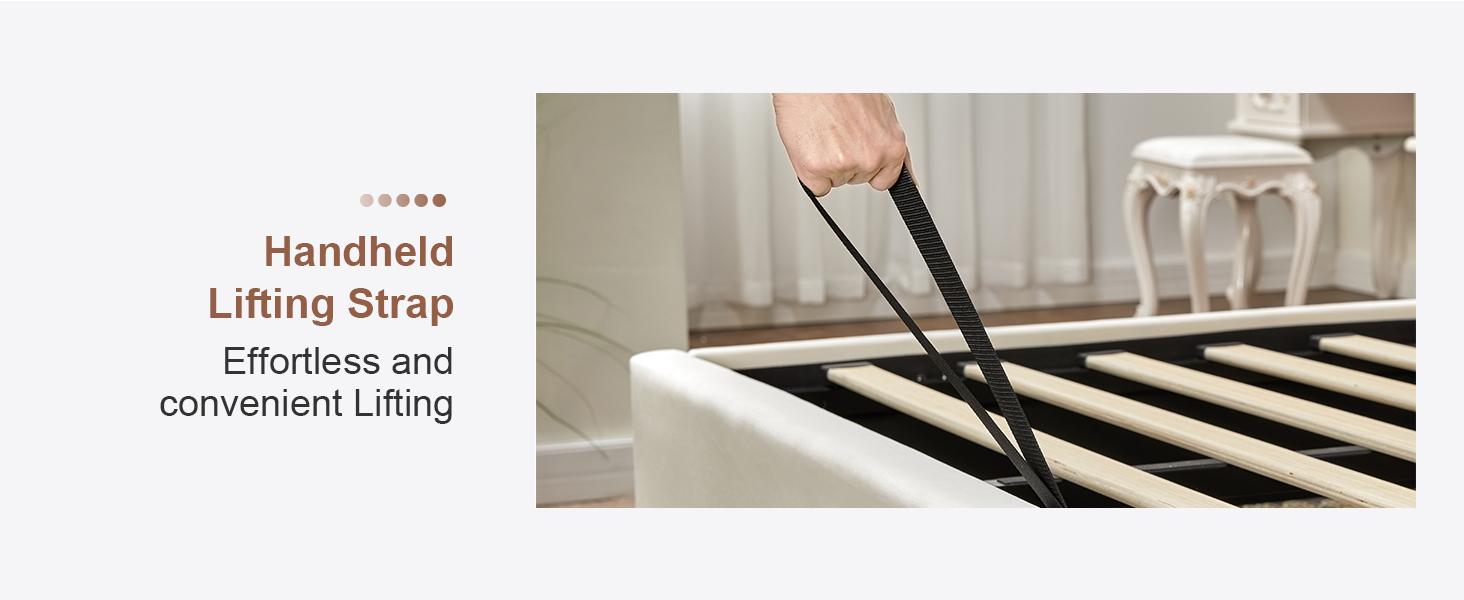 AMERLIFE Modern Lift Up Storage Bed with 52.1" Linen Upholstered Wingback Headboard, Platform Bed Frame with Large Underneath Storage Space/Hydraulic Menchies- King size(ships in 2 boxes)/Best Gift Ideas/Christmas Gifts