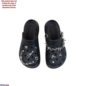 Gothic Spiked Metal Chain Shoe Charms -Y2K Spiked Metal Chain Croc Charms Grunge Y2K DIY Clog Hole Decor Accessories  Ideal for Y2K Clog Customization, Punk Outfit Matching, Teen Gift & Streetwear Shoe Decor
