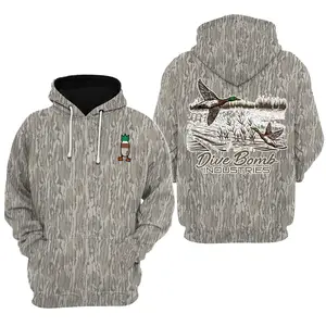 Dive Bomb Clothing Bomber Hoodie 2 – Minimalist Bomb Logo Pullover, Mossy Oak Original Bottomland Tee Camo T-Shirt Fabric Menswear, Gift For Him, Gift For Dad