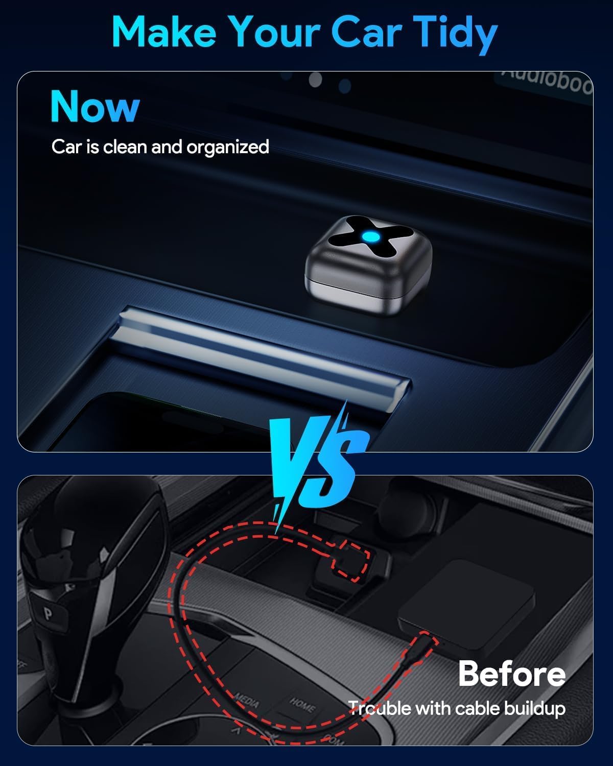 Zero‑Lag Wireless CarPlay & Android Auto Adapter, Upgraded A9 Chip 3 Seconds Auto Connection, Bluetooth5.4 5.8G WiFi, USB‑A/USB‑C Adapter With Extension Cable, Works for iOS10+ Android10+ Smartphones Zero‑Lag Wireless CarPlay & Android Auto Adapter, Upgraded A9 Chip 3 Seconds Auto Connection, Bluetooth5.4 5.8G WiFi, USB‑A/USB‑C Adapter With Extension Cable, Works for iOS10+ Android10+ Smartphones