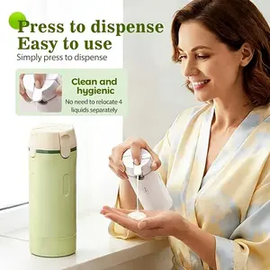 4-in-1 Leak-Proof Travel Dispenser Bottles Set | Refillable Round Plastic Containers for Shampoo, Conditioner, Body Wash & Lotion - Compact Travel Kit for Toiletries