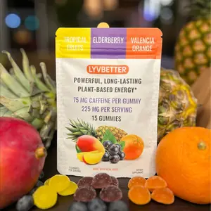 Caffeine Energy Gummies -15 gummies / 5 gummies per flavor - 75mg Caffeine Per Gummy - 3 gummies (225mg) per serving - Powerful Long Lasting Energy (6 inches x 4 inches bag) - New Sport energy Beverage Energy Drink multi flavor