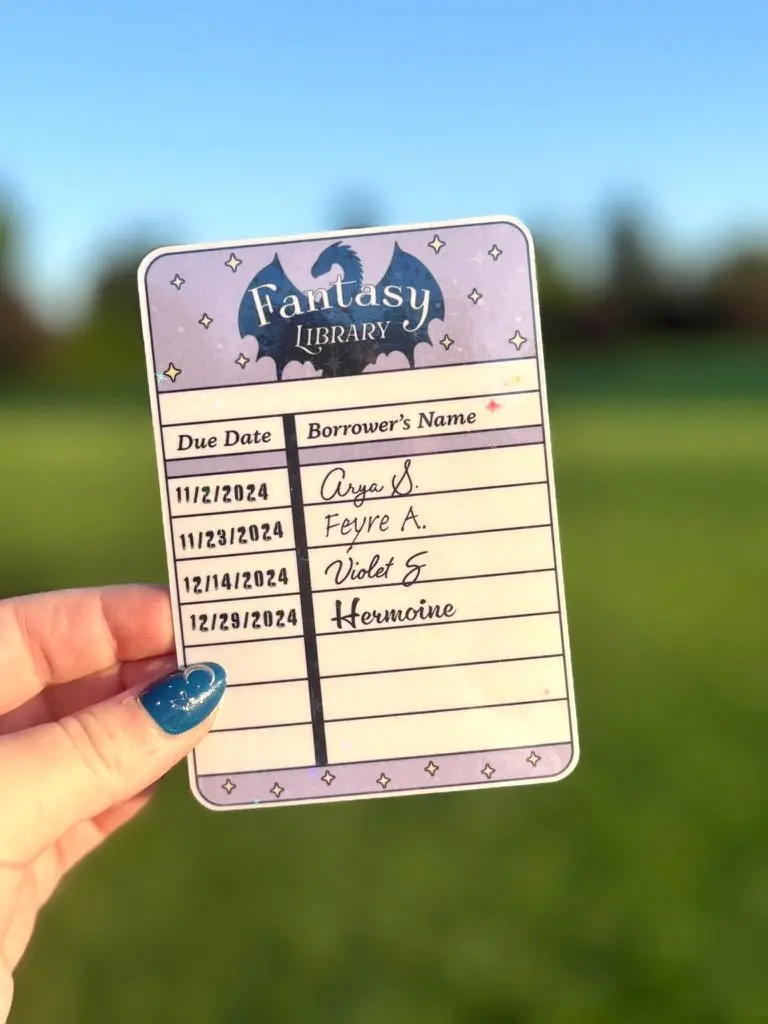 Fantasy Library Borrow Card Bookmark