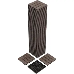 48-Pack 12"x12" Interlocking Composite Deck Tiles - Waterproof All-Weather Patio Flooring, Snap-Together Tiles for Poolside, Balcony, Porch, Garden & Outdoor(Coffee, 48 Sq Ft)