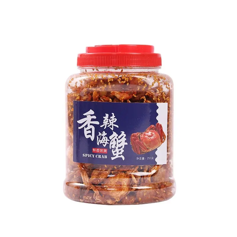 Ready-to-eat mini crabs, spicy crab snack, crispy, sweet and spicy seafood snack, healthy snack.