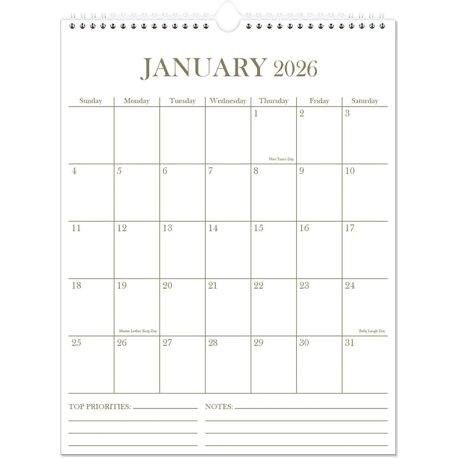 2026 Wall Calendar - 18 Months Calendar from January 2026 - June 2027, Calendar 2026 with Thick Paper, 8.5" x 11", Vertical Calendar, Golden