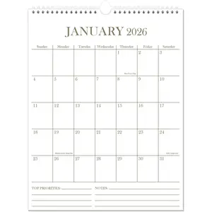 2026 Wall Calendar - 18 Months Calendar from January 2026 - June 2027, Calendar 2026 with Thick Paper, 8.5" x 11", Vertical Calendar, Golden