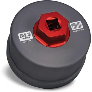 Oil Filter Wrench for Toyota Camry, Tundra, Tacoma, 4Runner, RAV4 and More - 64mm 14 Flute Precision CNC Machined Aluminum Oil Filter Removal Tool