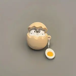 Funny Cracked Egg Shaped Earphone Case, Shockproof Cute Shell Compatible with AirPods 2/3/4 Gen and Pro 2