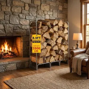 Garvee Heavy Duty Steel Firewood Rack, 8.5 FT with 800 lb Capacity, Elevated Design, and 600D Waterproof Oxford Cover for Indoor and Outdoor Log Storage and Organization