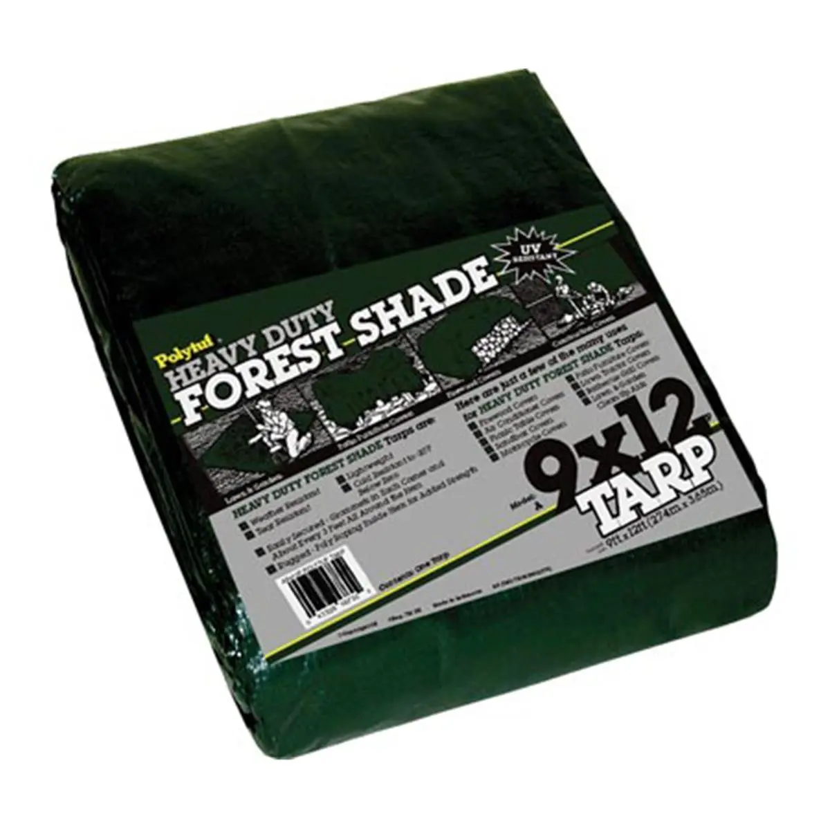 Polytuf Brands S56GA12X14P Heavy-Duty UVI Resistant Tarps, 12x14ft Green Camping & Hiking Tent Accessory, Uv Resistant
