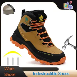 PLUS SIZE Steel Toe Work Boots for Men Lightweight Safety Shoes with Kevlar Midsole & Breathable Mesh Upper for Industrial Hiking Fathersdaygift