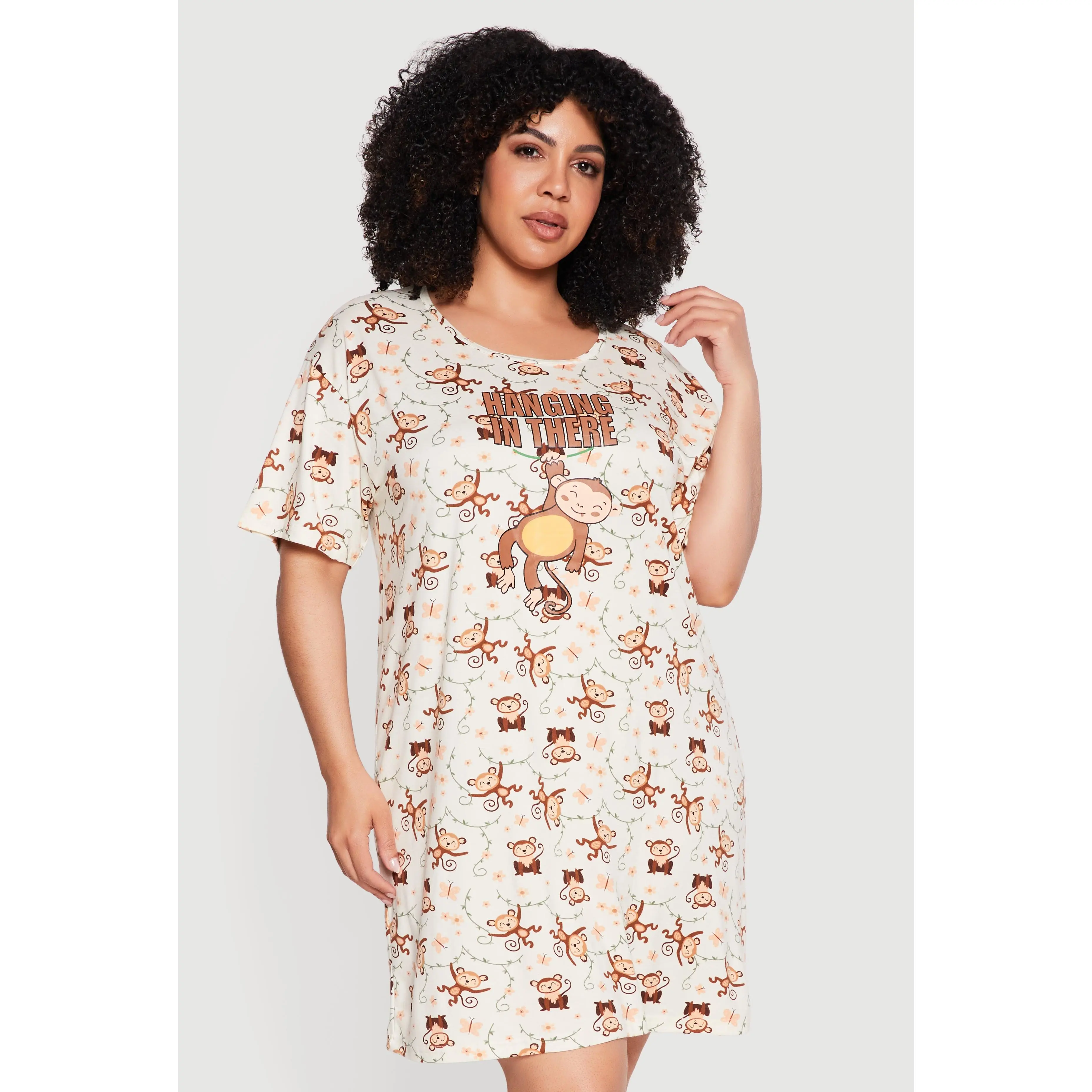 Plus Size Hanging In There Graphic Sleepshirt