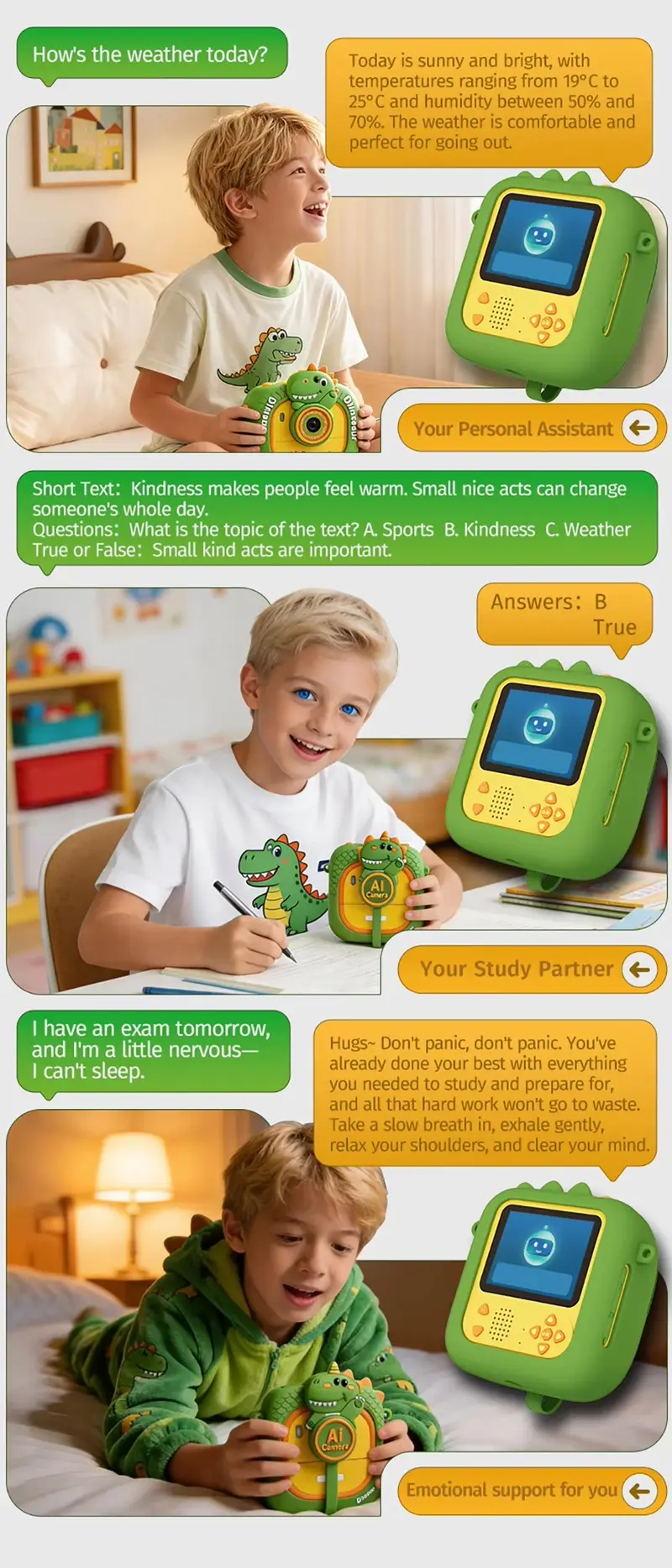 Kids Instant Print Camera with AI, 2.4