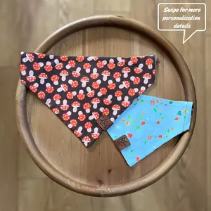 Mushrooms and Leaves / Reversible / Over-the-Collar / Pet Bandana