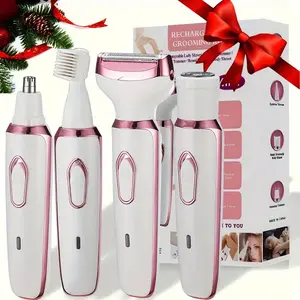 4 in 1 Electric Shaver Set, Rechargeable Women's Hair Removal Tool, Wet and Dry Painless Bikini Trimmer, Portable Hair Removal Device for Women, USB Rechargeable Shaver