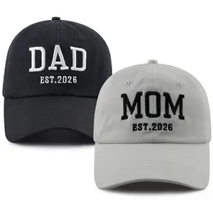 New Parents Gifts for Couple, 2PCS EST 2026 Mom and Dad Hats, Mama Papa Baseball Cap, Mothers Fathers Day Birthday Gifts for New Dad Mom Husband Wife