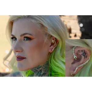 Gold Snake Earring Cuff - Single Piece for Left Ear Only