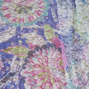 Colorful Printed Lace Fabric by Yard, Floral Embroidered Elastic Lace 78 Inches Wide, Ideal for Dresses Ribbon Curtains Sewing Crafts