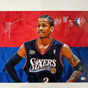 Autographed/Signed Allen Iverson Top 75 76ers Sixers Photo Beckett BAS COA - POSTER NO FRAME