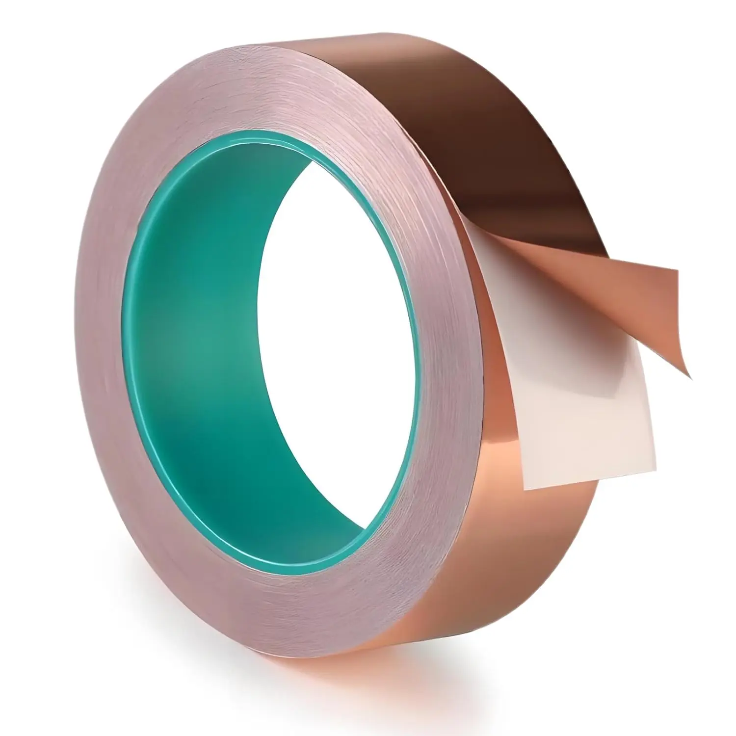 Double Conductive Copper Tape, 1in x 50ft 0.06mm Easy-Cut Peelable Adhesive Tape with Aluminum Sheet, -10°C to 120°C for EMI/RFI Shielding, ESD Grounding, DIY Crafts, Garden Protection, Block Slugs & Snails