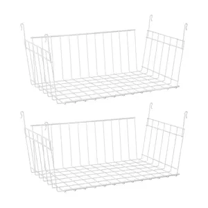 ClosetMaid 17 In Wide Hanging Basket for Wire Shelving Organizer, White (2 Pack)
