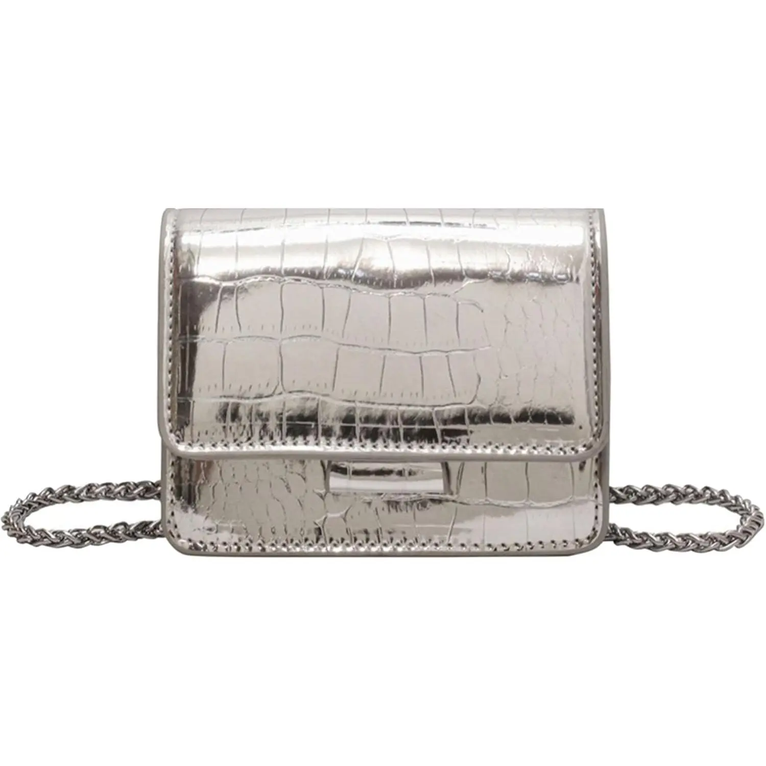PU Leathe Mini Crossbody Bags for Women's, Y2k Mini Square Purse with Chain Strap Fashion Women Small Evening Bags