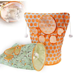 2 Pcs-Cat Tunnel Bag for Indoor Cats, Pet Collapsible Tunnel Crinkle Sack Bag with 1 Little Mouse & Toy Ball, Crinkle Paper Interactive Cat Toys Hide and Seek