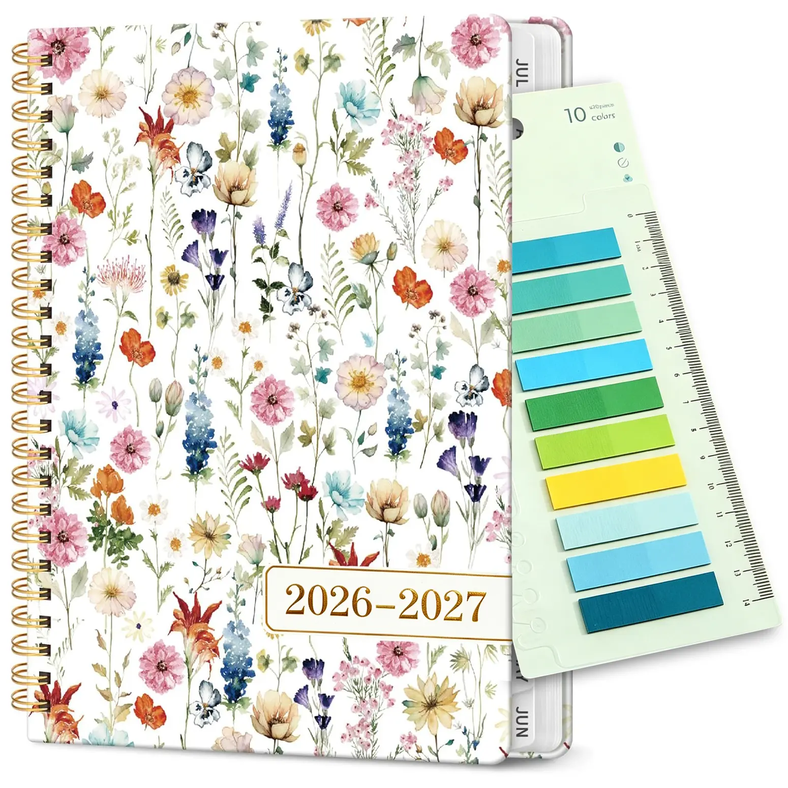 2026-2027 Weekly Monthly Planner Weekly Planner for Sale Women's 2026-2027 Hardcover Planner - Weekly & Monthly Calendar Agenda (Jul 2026-Jun 2027), Spiral Bound with Tabs, Inner Pocket, 6.3"x8.5" Wildflowers Design, for School & Office Supplies