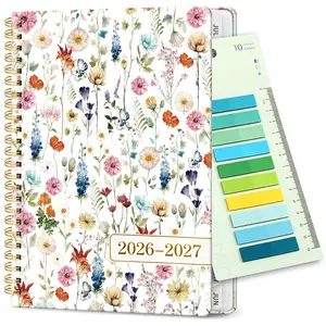 Women's 2026-2027 Hardcover Planner - Weekly & Monthly Calendar Agenda (Jul 2026-Jun 2027), Spiral Bound with Tabs, Inner Pocket, 6.3"x8.5" Wildflowers Design, for School & Office Supplies
