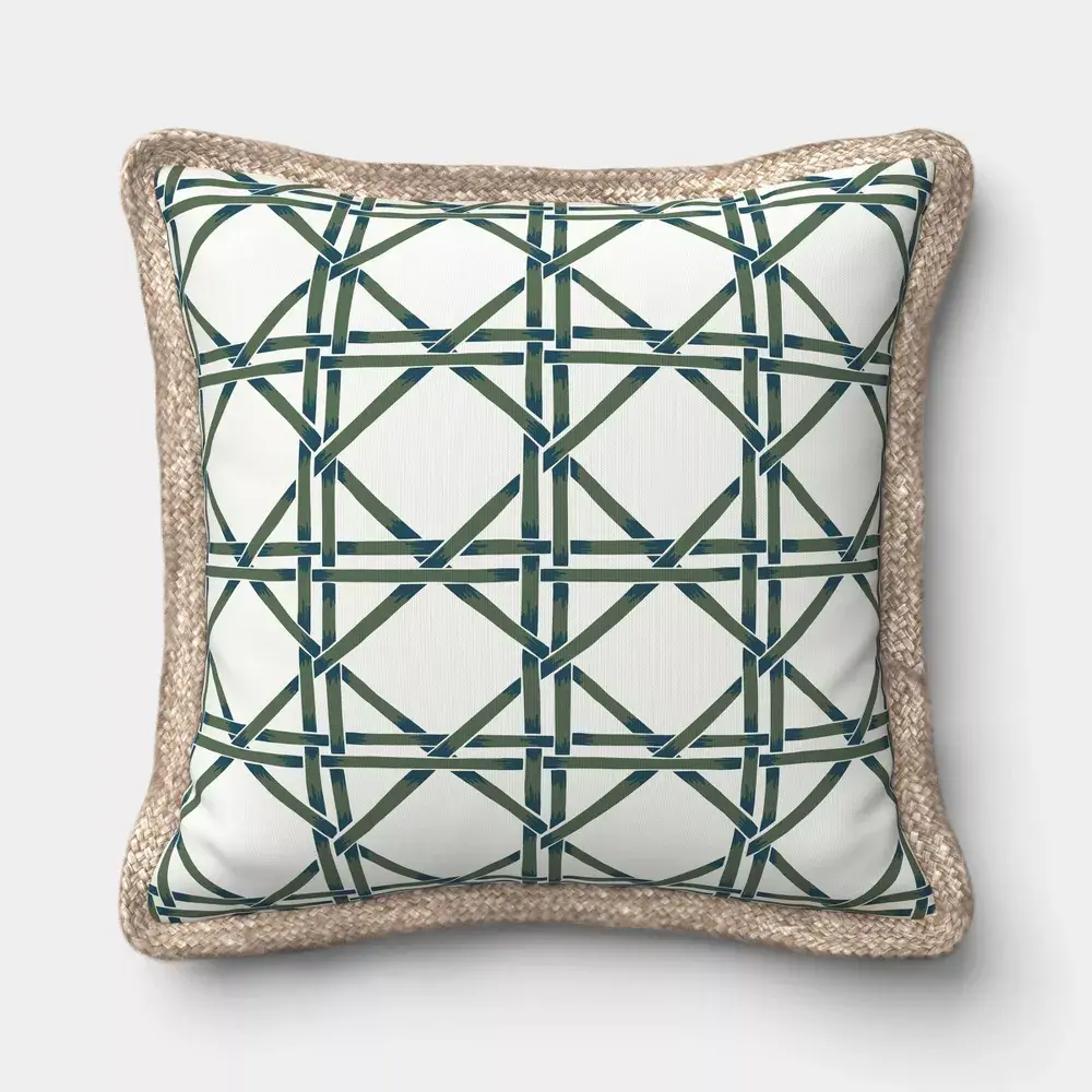 Lattice Print Trimmed Pillow Green/ - Threshold