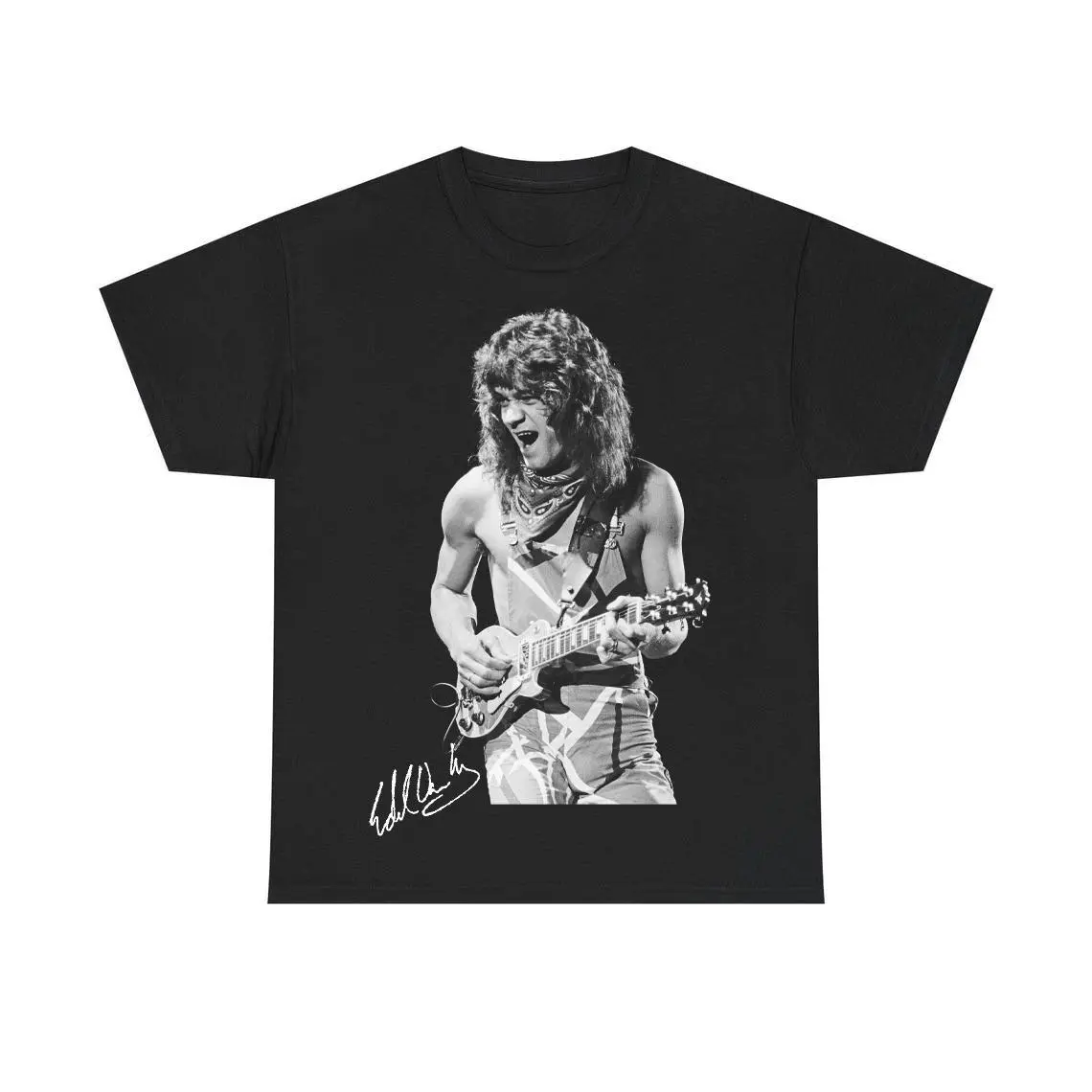 Casual Tshirt for Women with Classic Rock Guitar Legend Tribute Graphic - Short-Sleeve Cotton Round Neck, Sizes S-5XL, Shortsleeve, Fitted, Lady, Fitted Cut, Graphic Print, Basic Tee, 2Xl, 3Xl, All Seasons