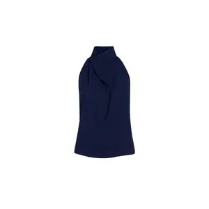 Crepe Scarf Top in Navy