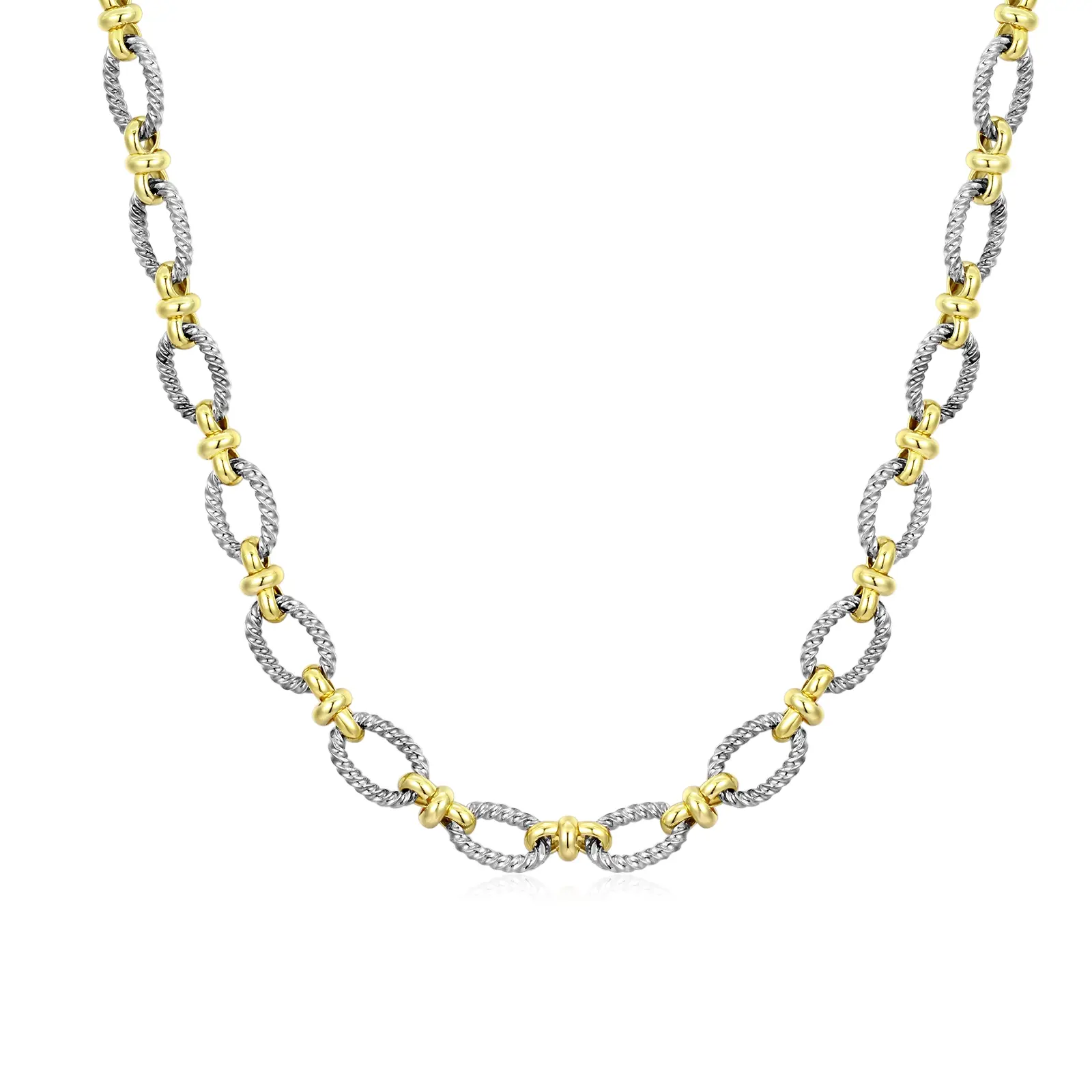 Mytys Two Tone Link Necklace Chic and Sophisticated Piece Trendy Titanium Steel Jewelry for Women