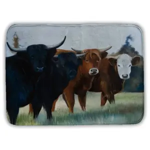 Begin Home Decor 5930-1724-AN431 17 x 24 in. Four Highland Cows Bath Mat - Farm Animals Western Decor
