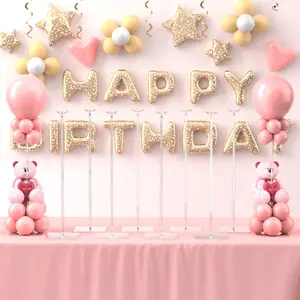 10 Pack Balloons Stands for Tables, 23.6 Inch Acrylic Balloon Centerpiece Stands with Clear Base, Balloon Stick Holder for Wedding, Baby Shower,, Graduation, Birthday Decoration