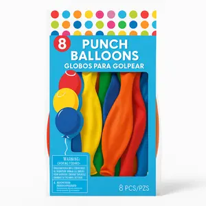 Colorful Punch Balloons with Rubber Bands, 8-Pack