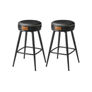 VASAGLE EKHO Collection - Bar Stools Set of 2, Counter Height Swivel Bar Stools, Synthetic Leather with Stitching, Mid-Century Modern, 25.6-Inch Tall