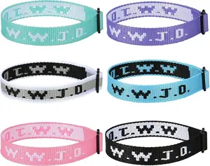 WWJD 6PCS Rubber Bracelets for Women Men Christian Gifts Adjustable Size Comfortable Everyday Wear Faith Accessories