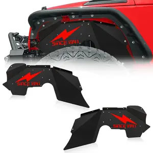 【YZONA】Front Inner Fender Liners Compatible with 2007-2018 Jeep Wrangler JK & JKU Unlimited Sport Sahara Rubicon (2/4 Doors), Lightning Style Steel Wheel Well Cover Mud Guards Fenders Flares Bolt-on