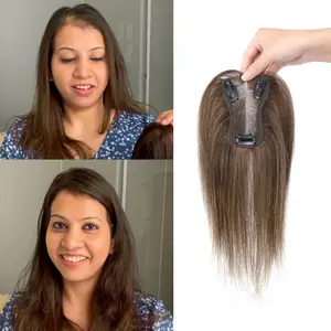 Vasilia Brown Hair Toppers for Women Human Hair Toppers for Thin Hair Short Hair Toppers for Women Real Human Hair Clip in Hair Toppers Hair Toppers for Women With Thinning Hair hair pieces for Wide parting& hair loss&Cover gray hair Mother's Day