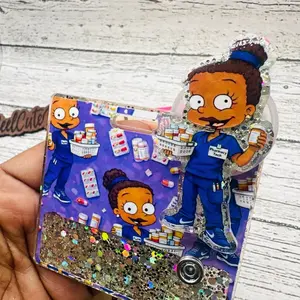 Pharmacy Tech Glitter Acrylic Badge Clip Nurse Badge Reel