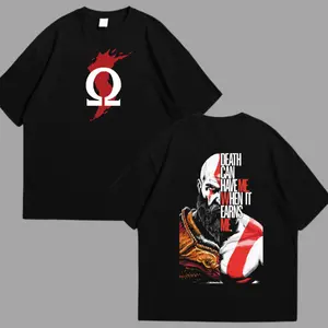 God-Of-War Unisex Fit Gildan T-Shirt, Retro Vintage Unisex Oversized Anime Graphic Tee – Trendy Y2K Double Printed Cotton T-Shirt, Streetwear Casual Apparel Top, Outfits for Men, Manga Game Movie Lover Gift For Fans Merch